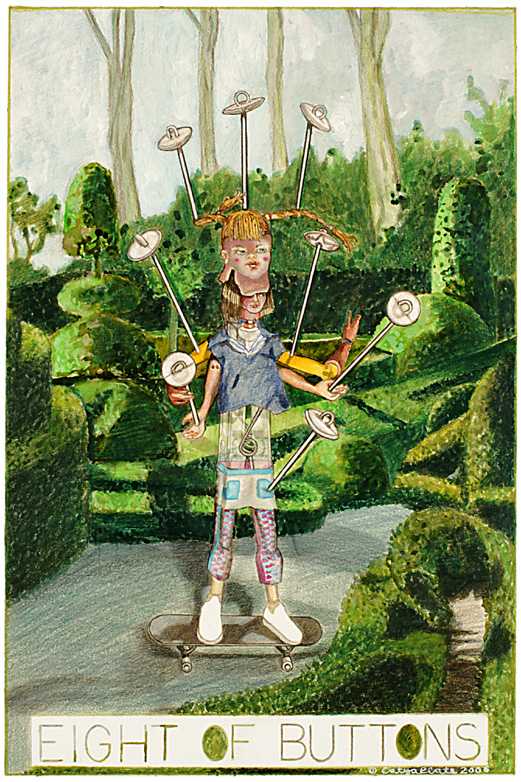 Clothespin Tarot - Eight of Buttons (2006)